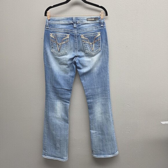 Vigoss Jeans Womens 6 L32 Blue Boot Cut Heritage Fit Embellished Pockets Stretch - Picture 4 of 14